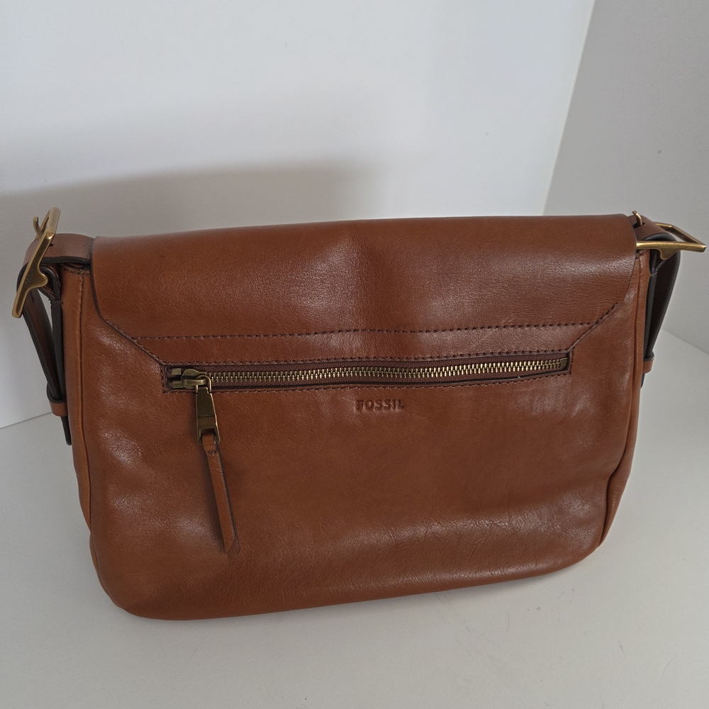 Fossil Tan Leather Shoulder Bag
